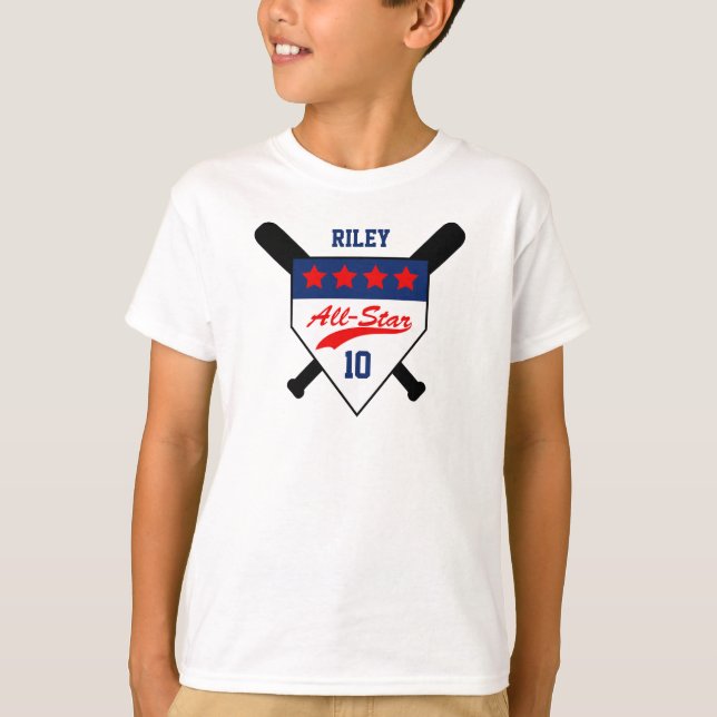 Camiseta Aniversário de Baseball All-Star Personalizado (Frente)