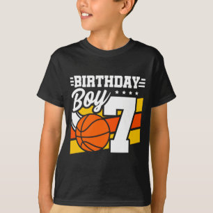Camiseta Aniversário de Basquete Menino de 7 Anos 7º Aniver