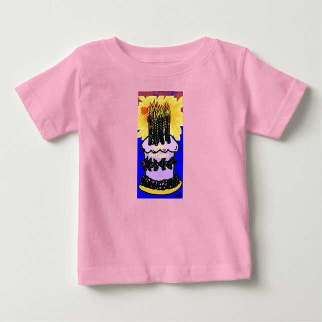 Camiseta Aniversário de bebê Bolo (Frente)