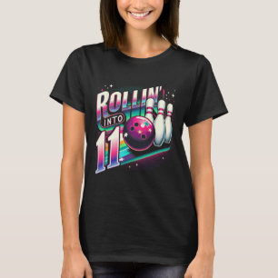 Camiseta Aniversário de Boliche Rolando Para a Festa de 11