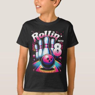 Camiseta Aniversário de Boliche Rolando Para a Festa de 8 A