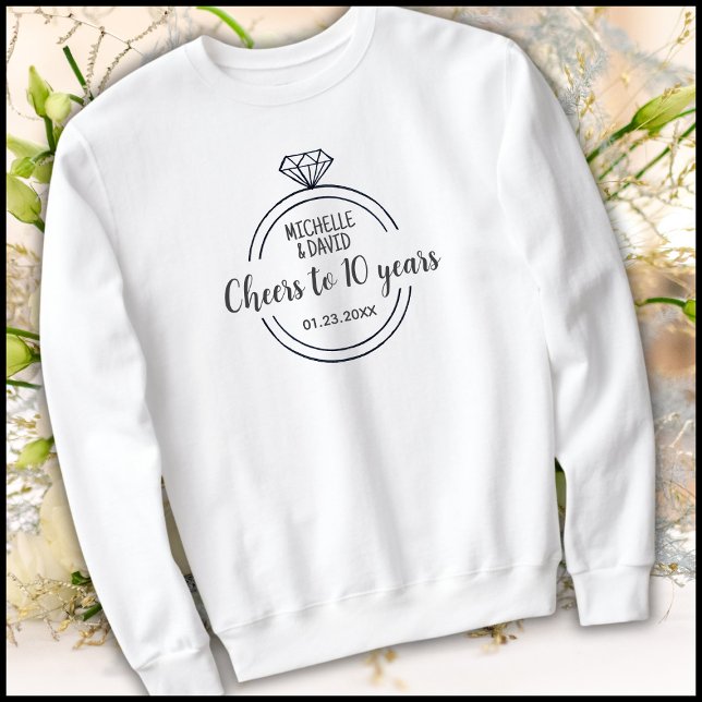 Camiseta Aniversário de Casamento 10º Negro e Branco Minima (Criador carregado)