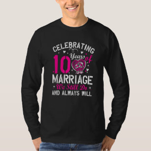 Camiseta Aniversário de Casamento de 10 Anos Par Masculino