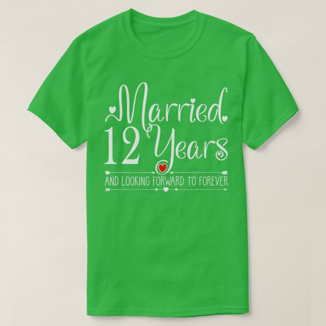Camiseta Aniversário de Casamento de 12 para os Casais 12 A (Frente do Design)