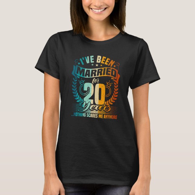 Camiseta Aniversário de Casamento de 20, 20 Anos Casado, Hu (Frente)