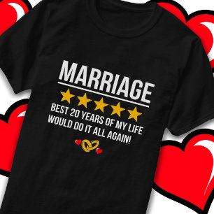 Camiseta Aniversário de Casamento de 20 de 20 Anos em Casam