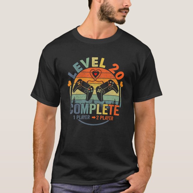 Camiseta Aniversário de Casamento de 20 de Jogador Nível 20 (Frente)