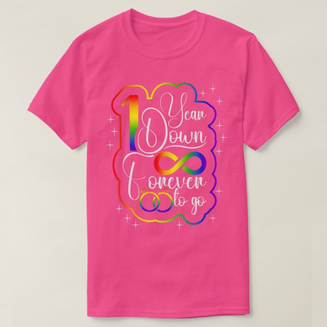 Camiseta Aniversário de casamento de gay 1 ano para sempre (Frente do Design)