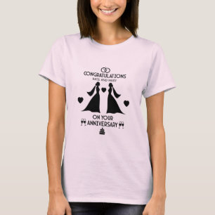Camiseta Aniversário de Casamento de gay Girls
