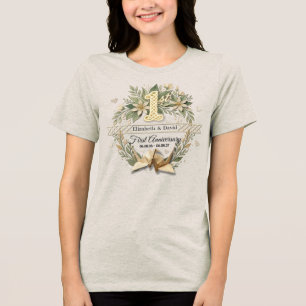 Camiseta Aniversário de Casamento de Papel com Grous Florai