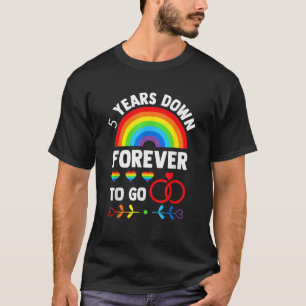 Camiseta Aniversário de Casamento Gay 5 Anos para Sempre
