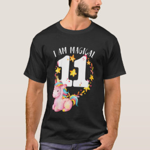 Camiseta Aniversário de criança 11 Anos Menina Número Onze