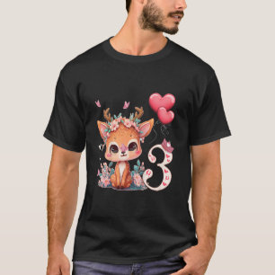 Camiseta Aniversário de criança 3 Anos Bebê Veado Fawn Kid