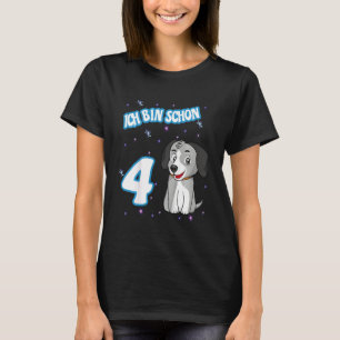 Camiseta Aniversário de criança 4 Anos Cachorro Menina 4.