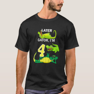 Camiseta Aniversário de criança 4 Anos Mais Tarde Gator Leg
