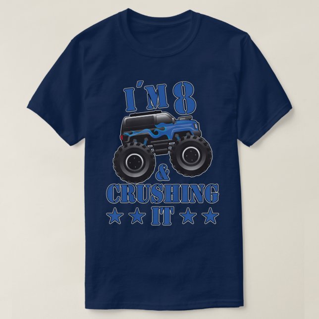 Camiseta Aniversário de criança 8 Anos Filhos De Monstro (Frente do Design)