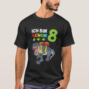 Camiseta Aniversário de criança 8 Anos Meninos Dinossaur Di