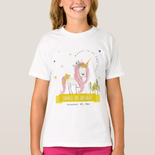 Camiseta Aniversário de criança Amarelo Cor-de-Rosa Mágico 