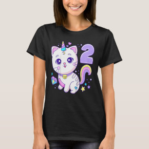 Camiseta Aniversário de criança de 2 anos gato, segundo uni