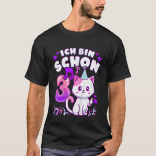 Camiseta Aniversário de criança de 3 anos, K-pop, gatinha,
