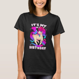 Camiseta Aniversário de criança de 3 anos Unicorn Pop 3º