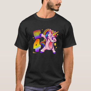 Camiseta Aniversário de criança de 4 anos, Unicórnio, Pop, 