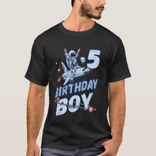 Camiseta Aniversário de criança De 5 Anos Planetas Astronau