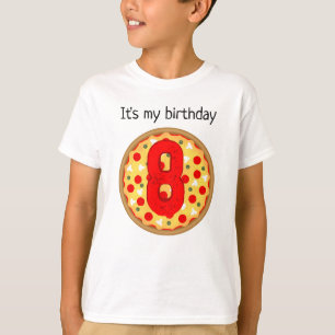 Camiseta aniversário de criança de festa de pizza divertida