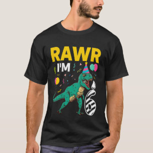 Camiseta Aniversário de criança Dinossauro, 6 de 6 anos