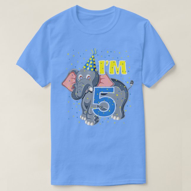 Camiseta Aniversário de criança Elefante 5 anos 5 de jardim (Frente do Design)