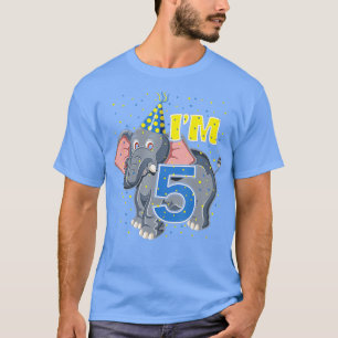 Camiseta Aniversário de criança Elefante 5 anos 5 de jardim