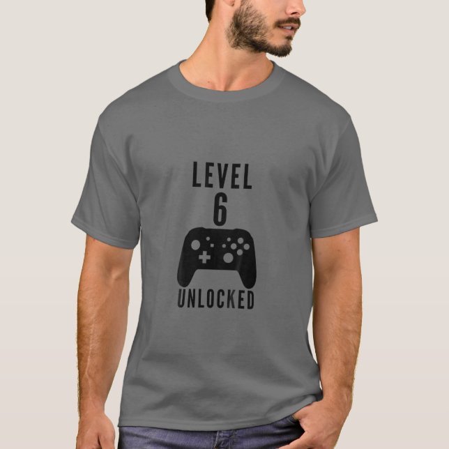 Camiseta Aniversário de criança Gamer Nível 6 Jogo de Vídeo (Frente)