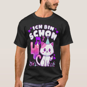 Camiseta Aniversário de criança, gatinha, pop de 4 anos, em