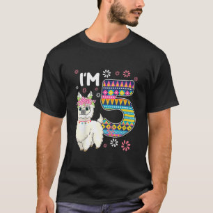 Camiseta aniversário de criança Llama Eu tenho 5 anos Tem