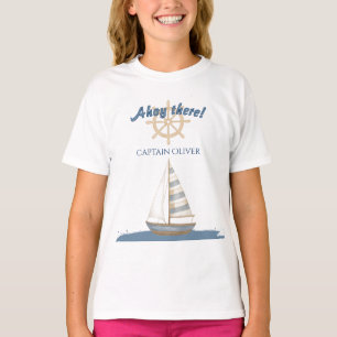 Camiseta Aniversário de criança náutico Marinho Azul e Ba