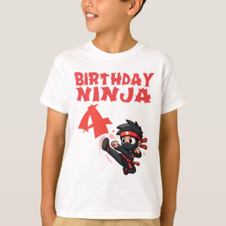 Camiseta Aniversário de criança Ninja - 4 anos