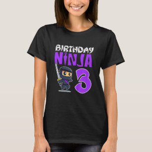 Camiseta Aniversário de criança Ninja Para Ninja 3 Anos De