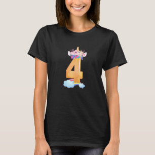Camiseta Aniversário de criança Rapariga de 4 anos Número 4