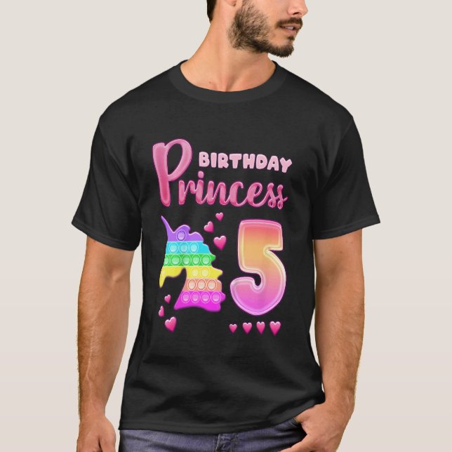Camiseta Aniversário de criança Rapariga de 5 Anos Pop Unic (Frente)