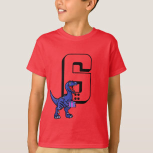 Camiseta Aniversário de criança T Rex Dinossaur, Idade Pers