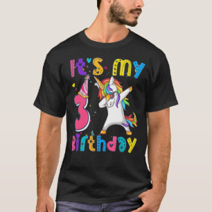 Camiseta Aniversário de criança Unicorn 3º eu tenho 3 anos