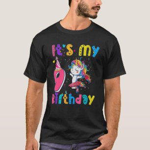 Camiseta Aniversário de criança Unicorn 9º eu tenho 9 anos