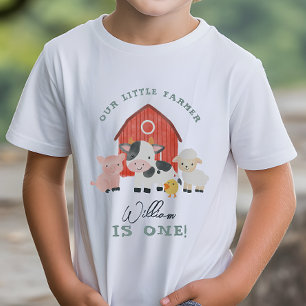 Camiseta Aniversário de Crianças com Animais de Fazenda Fof