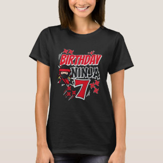 Camiseta Aniversário de Crianças Ninja 7º Aniversário Menin