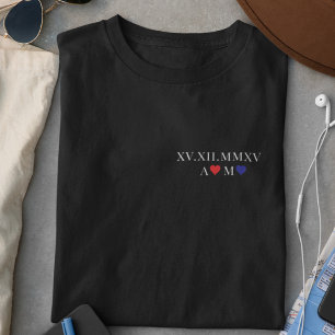 Camiseta Aniversário de Data Numeral Romano Personalizado P