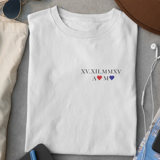 Camiseta Aniversário de Data Numérica Romana Personalizada (Criador carregado)