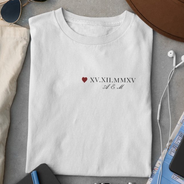 Camiseta Aniversário de Data Numérica Romana Personalizada (Criador carregado)