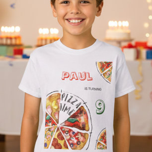 Camiseta Aniversário de festas de pizza de Watercolor