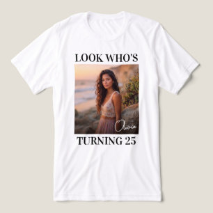 Camiseta Aniversário de Foto Minimalista Moderna