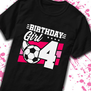 Camiseta Aniversário de futebol de 4 anos Menina de 4 de an